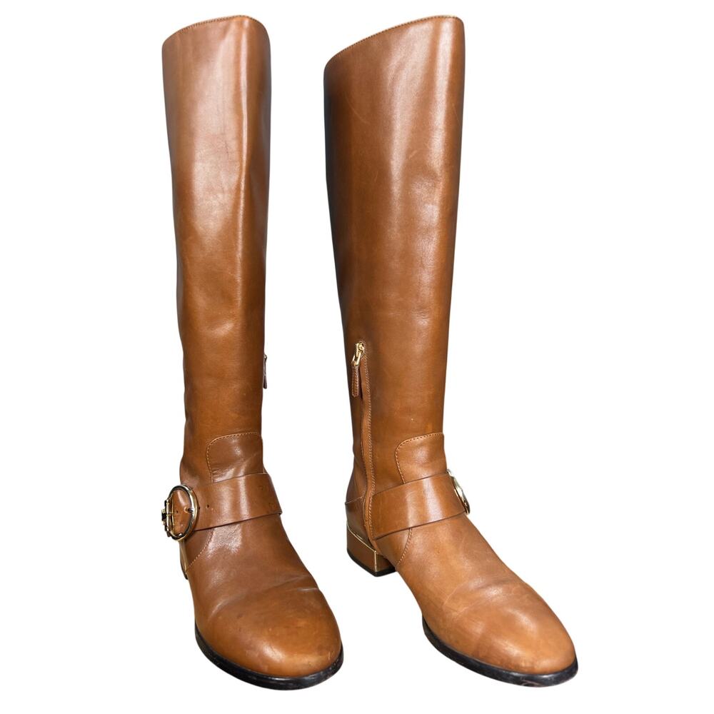 Tory Burch Women’s Sofia Brown Leather Riding Boots Size US 8 - Picture 5 of 10